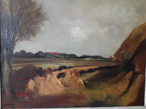 Floris Jespers - olie op doek, hooibalen, gesigneerd kopen? Bied vanaf 650!