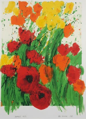 Ellen Meuwese - Zeefdruk, Klaprozen - Ingelijst kopen? Bied vanaf 1!