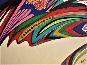 Paul Koning - Bijzonder Psychedelisch jaren 70 Pastel (ViltStift) "Kop zonder Kip" gesigneerd kopen? Bied vanaf 10!