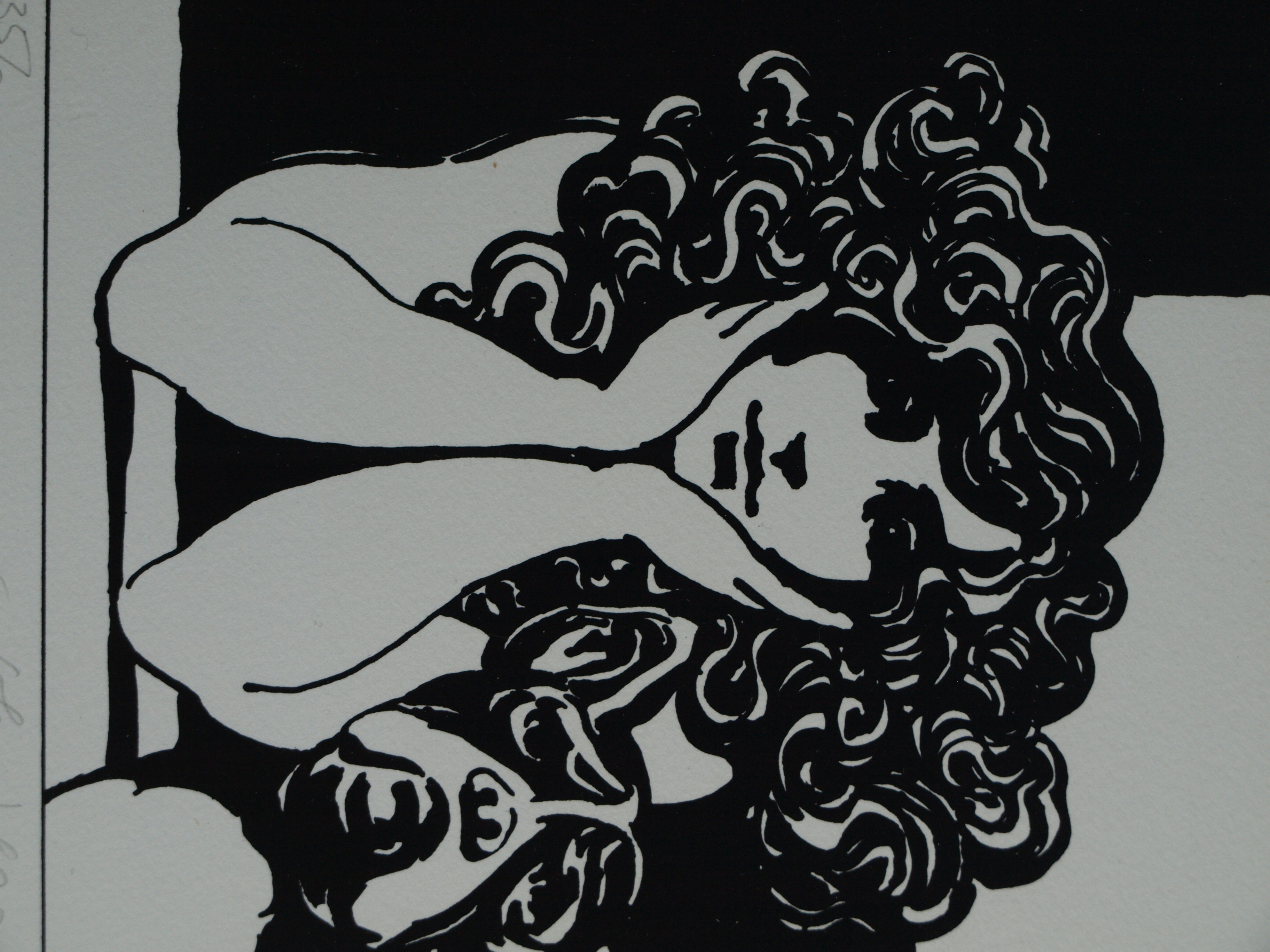 Niet of onleesbaar gesigneerd - Onduidelijke signatuur - Zeefdruk , Vrouw met hond - 1980 kopen? Bied vanaf 1!