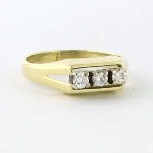 14k bicolor gouden ring bezet met briljant geslepen diamant tot. 0,15ct - rm 17 kopen? Bied vanaf 250!