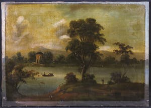 Niet of onleesbaar gesigneerd - Olieverf op doek, Landschap met visser kopen? Bied vanaf 1!