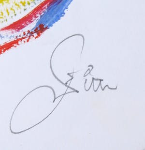 Franscz Witte - Acryl op papier, Geel figuur kopen? Bied vanaf 1!