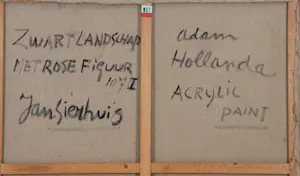 Jan Sierhuis - Zwarte landschap met rose figuur kopen? Bied vanaf 1950!