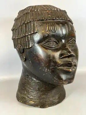 Benin - 230225 - BRONZE Large - 28 cm - African Ife kingdom head - Nigeria. vendu pour 265€ !