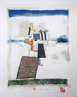 Bruno Haas - abstracte zeefdruk op geschept papier kopen? Bied vanaf 35!