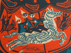 Jenny Dalenoord - Linosnede , BEVRIJDINGSDAG 1945-1955 – gesigneerd & ingelijst – 1955 kopen? Bied vanaf 10!