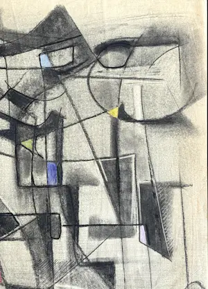 Silvin Bronkart - Prächtige und großformatige abstrakte Komposition aus dem Jahr 1953 kopen? Bied vanaf 800!