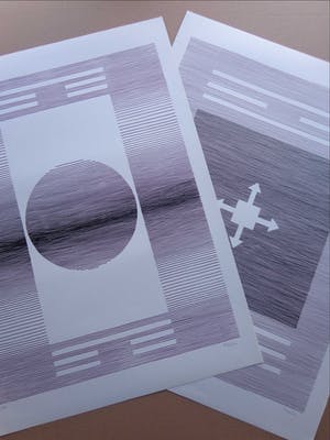 Michel Seuphor - LOT VAN 2 STUKS / GEOMETRIE / ZW-W LITHO / 75x55cm / SIG kopen? Bied vanaf 45!