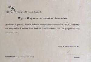 Jan Korthals - (1916-1972) - Magere brug over de Amstel te Amsterdam - 1968 kopen? Bied vanaf 75!