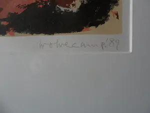 Theo Wolvecamp - Zeefdruk, Liggende compositie - 1989 kopen? Bied vanaf 200!