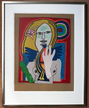 Corneille - Femme et oiseau, litho (mooi ingelijst) kopen? Bied vanaf 325!