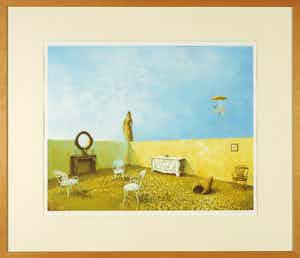 Wouter Hisschemoller - Litho, Pauze - Ingelijst verkocht voor € 35!