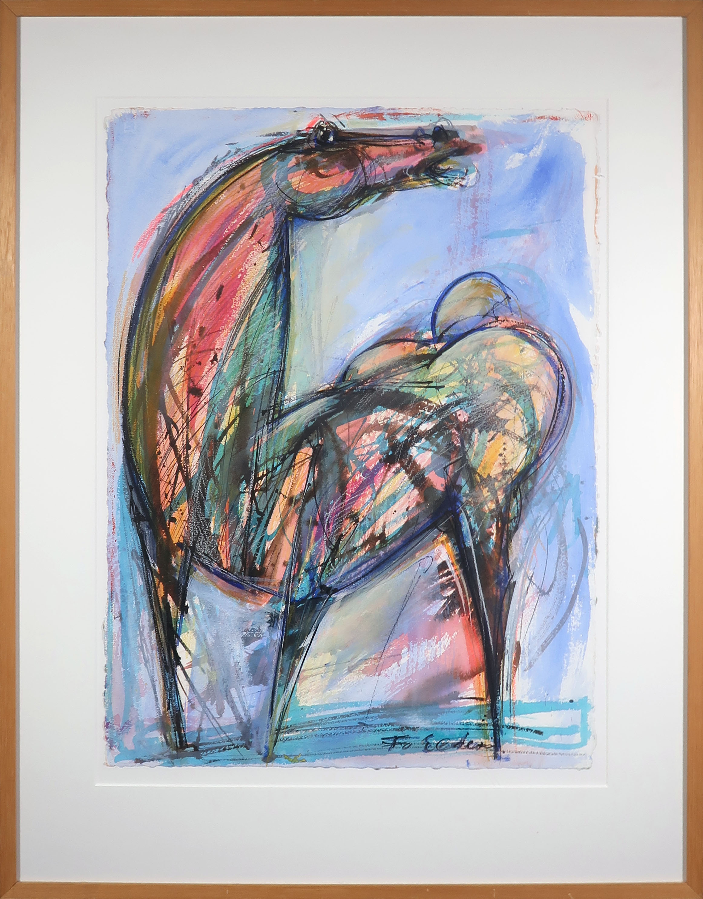 Frits van Eeden - Gemengde techniek op papier, Horse - Ingelijst (Groot) verkocht voor € 100!