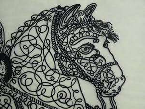 Niet of onleesbaar gesigneerd - Inkttekening , “Ruiter te Paard” – ingelijst kopen? Bied vanaf 10!