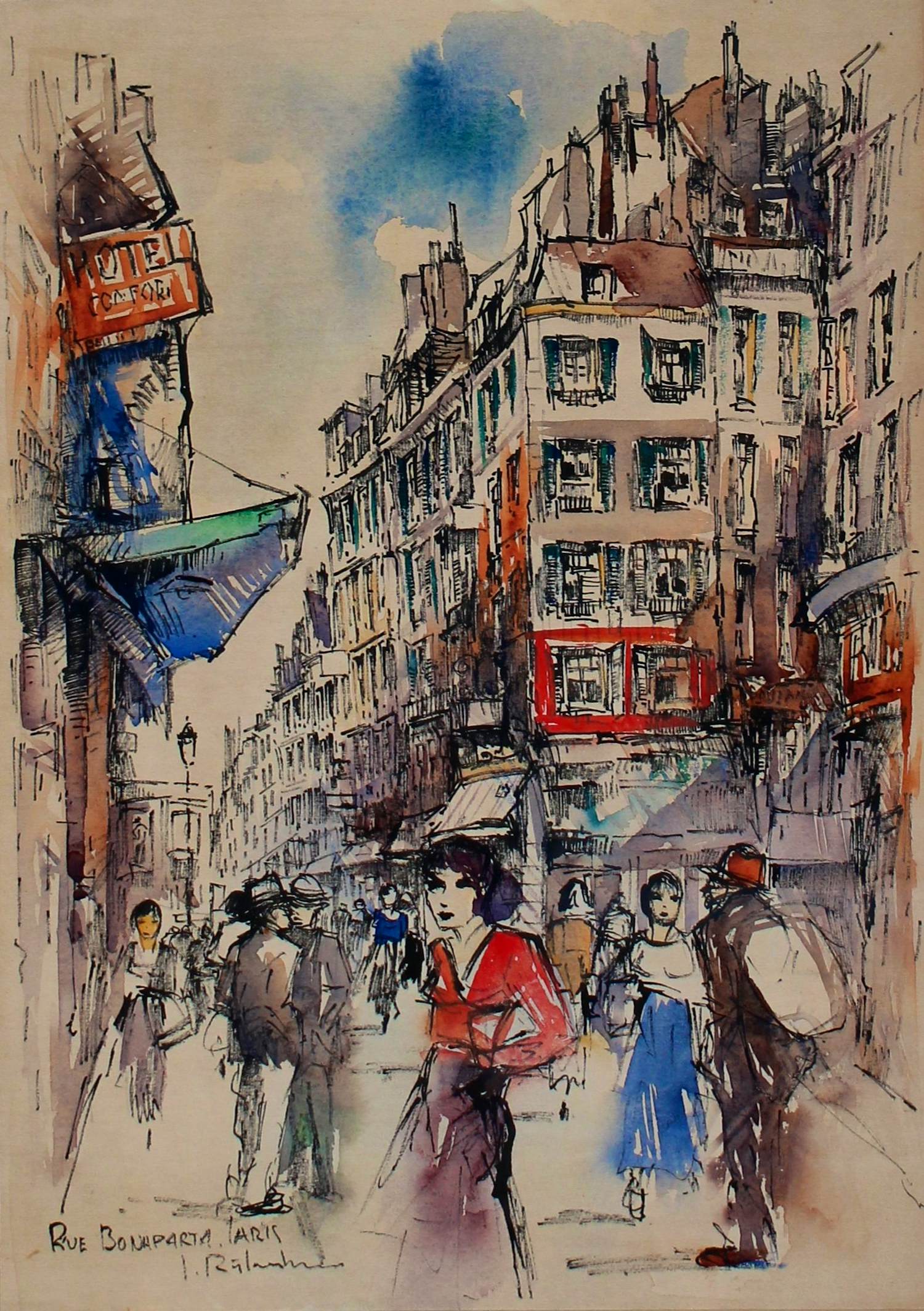 Jan Rijlaarsdam - Ingelijste aquarel: Rue Bonaparte Paris kopen? Bied vanaf 375!