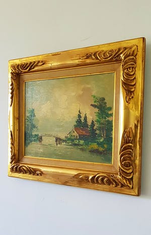 Niet of onleesbaar gesigneerd - Een landscape met huis kopen? Bied vanaf 1!