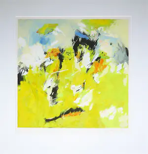 Charlotte Molenkamp - Zeefdruk, Abstracte compositie in geel - Ingelijst kopen? Bied vanaf 100!