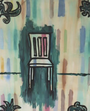 Allard Budding - Olieverf op doek, Zonder titel / Compositie met stoel (Zeer groot) kopen? Bied vanaf 300!