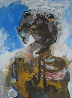 Aart Roos - Olieverf op papier, Zonder titel - Ingelijst kopen? Bied vanaf 50!