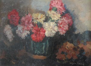 Jos van den Berg - bloemenstilleven - mooi ingelijst olieverfschilderij kopen? Bied vanaf 150!