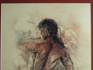 Jan van Dorp - Ingelijste prent , Vrouw in avondrood – Groot – 1988 kopen? Bied vanaf 1!
