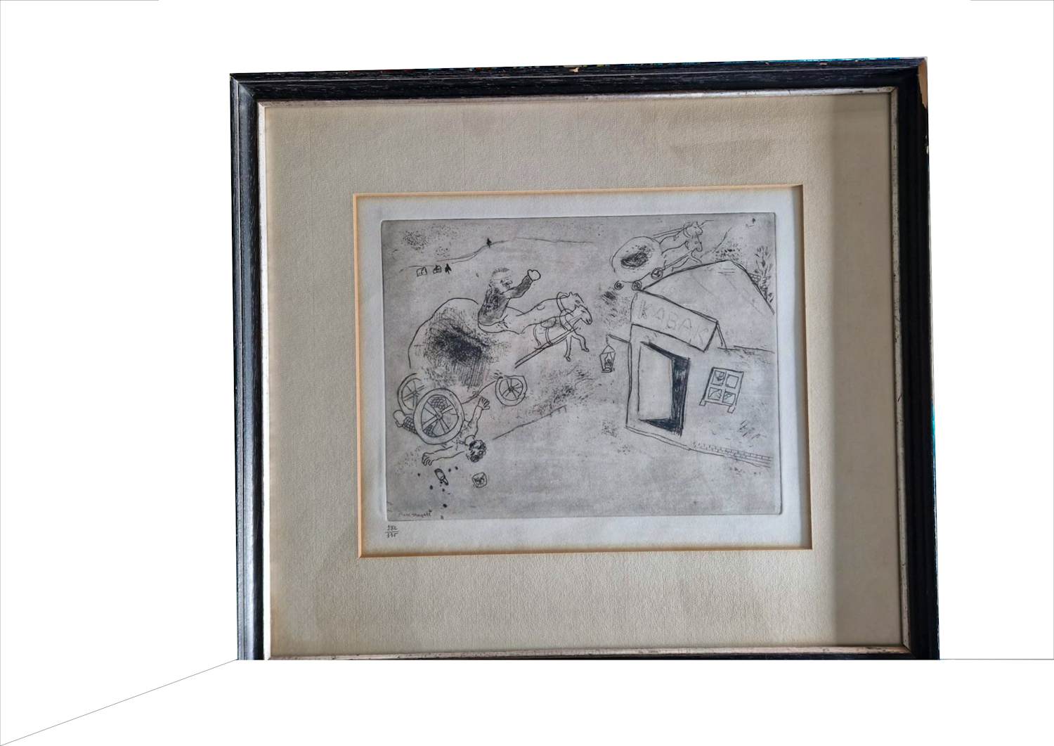 Buy Marc Chagall - Der umgestürzte Mann (Tod durch "Stecken Sie Ihren Fuß hinein")? Bid from 50!