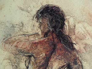Jan van Dorp - Ingelijste prent , Vrouw in avondrood – Groot – 1988 kopen? Bied vanaf 1!
