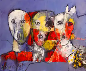 Philip Vencken - Olieverf op doek, Faces(Groot) verkocht voor € 120!