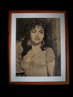 Niet of onleesbaar gesigneerd - Fraaie Grote Houtskooltekening van de Italiaanse actrice Gina LolloBrigida kopen? Bied vanaf 1!