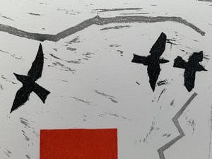 Harrie Gerritz - kleurenets - 'Vogels en alarm' - 1985 kopen? Bied vanaf 60!