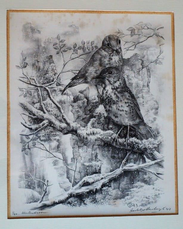 Aart van Dobbenburgh - Litho , Winterdroom – ingelijst – 1943 – nr 1 van 40 verkocht voor € 50!