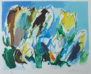 Lou Thissen - Zeefdruk, Tulpen liggend - Ingelijst kopen? Bied vanaf 35!