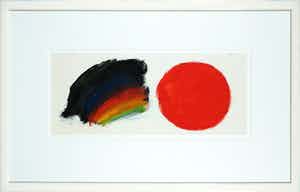 Eugene Brands - Abstracte gouache, Zon: een compositie - Ingelijst verkocht voor € 850!