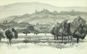 Theo Ros - Aquarel, Tourettes - Ingelijst kopen? Bied vanaf 1!
