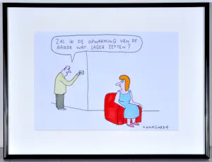 Kamagurka - Opwarming - Originele cartoon - Gesigneerd - 21x29 cm - Ingelijst kaufen? Bieten Sie von 390!