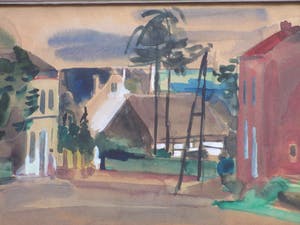 Hein Stork - Mediterraan stadsstraatje - Aquarel kopen? Bied vanaf 1!