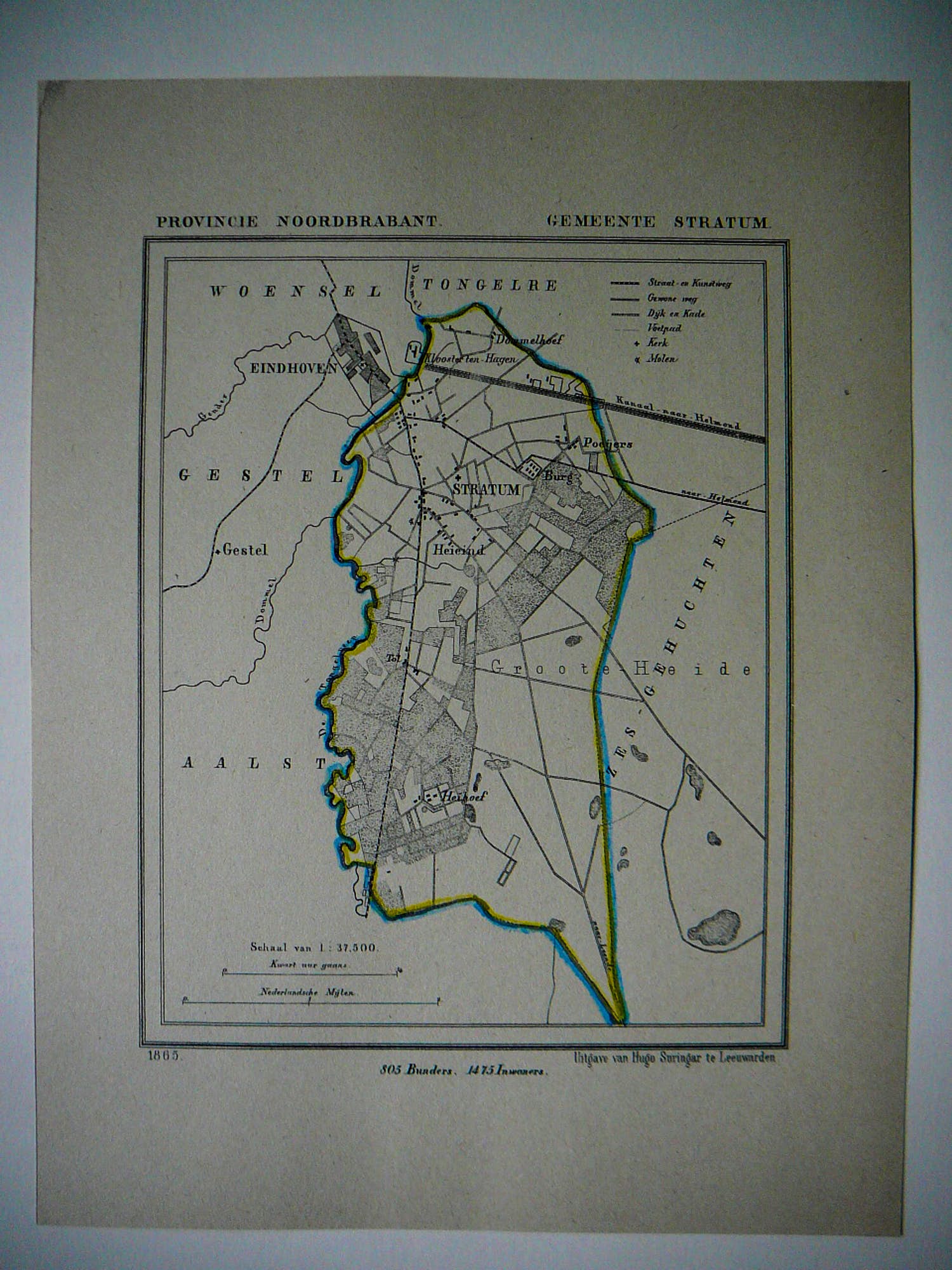 Jacob Kuyper - Plattegrond Gemeente Stratum 1865 kopen? Bied vanaf 40!