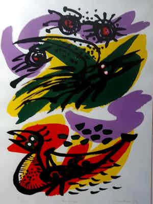 Anton Rooskens - Ingelijste zeefdruk: Printemps - 1972 ( mooie lijst en passe-partout) verkocht voor € 395!