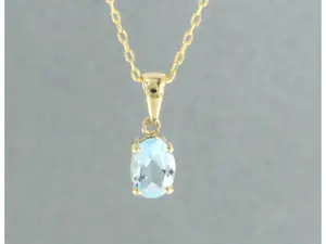 14k geel gouden collier met hanger bezet met blauwe topaas tot. 0,90ct kopen? Bied vanaf 130!