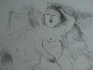 Metten Koornstra - Originele drukplaat , “Naakte vrouw poserend voor bed” – 1965 kopen? Bied vanaf 25!