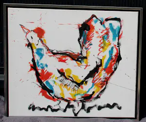 Anton Heyboer - Acryl op doek: kip kopen? Bied vanaf 399!