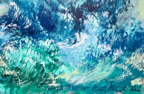 Niet of onleesbaar gesigneerd - Azat Malik - Schip op woeste zee - In net passe-partout kopen? Bied vanaf 1!