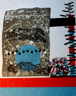 Jef Diederen - Houtsnede op Japans papier - 1975 verkocht voor € 50!