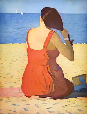 Marcel Schellekens - Kleurenets, Z.T. Op het strand (Groot) verkocht voor € 150!