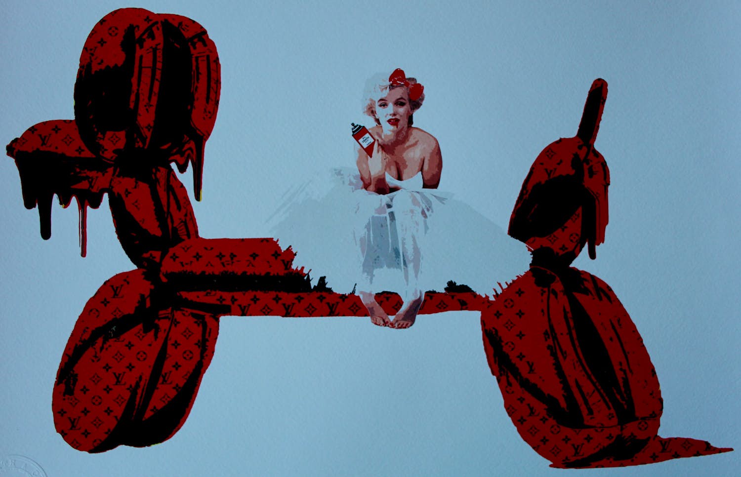 Death NYC - Zeefdruk: Long dog red - 2015 verkocht voor € 60!