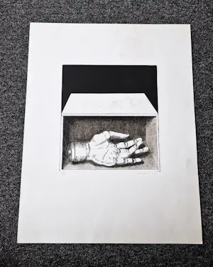 Herman Berserik - Grote monochrome 1969 "Ets "hand" - zeer kleine oplage (5/12) gesigneerd kopen? Bied vanaf 36!