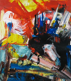Jan te Wierik - Acryl op papier, Abstracte compositie - Ingelijst kopen? Bied vanaf 500!