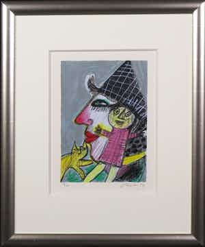 Corneille - Zeefdruk, L'enfance retrouvée - Ingelijst verkocht voor € 160!