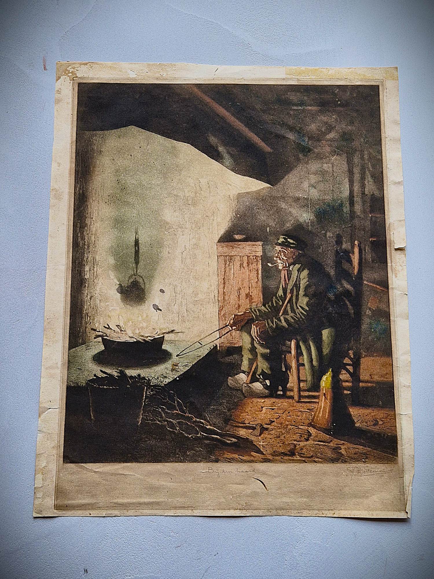 Tjeerd Bottema - originele kleuren Ets & aquatint "bij den Haard" potloodgesigneerd kopen? Bied vanaf 37!